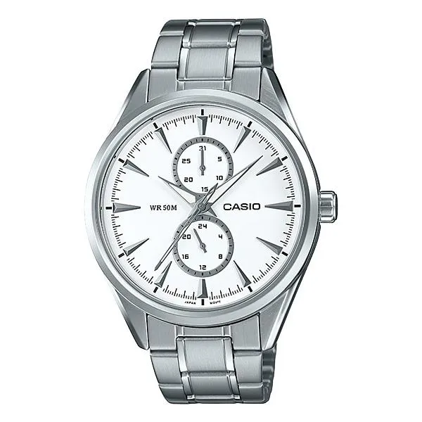 Casio Men's Multi-Hand Silver Stainless Steel Band Watch MTPSW340D-7A MTP-SW340D-7A