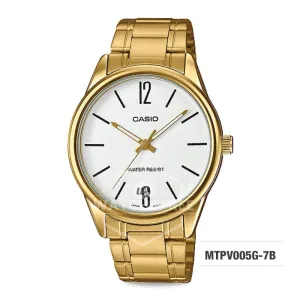 Casio Men's Standard Analog Gold Tone Stainless Steel Band Watch MTPV005G-7B MTP-V005G-7B