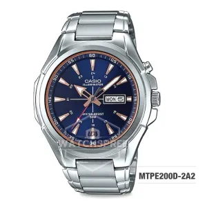 Casio Men's Standard Analog Silver Stainless Steel Band Watch MTPE200D-2A2 MTP-E200D-2A2