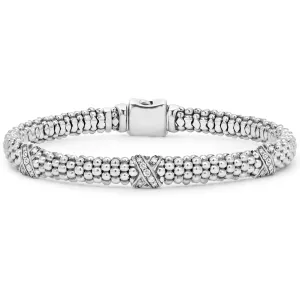 Caviar Lux Three Station Silver X Diamond Bracelet