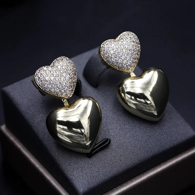 Chic Heart Shaped Zircon Adorned Stud Earrings