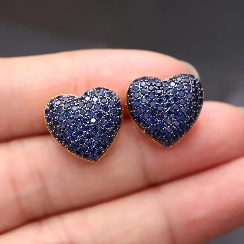 Chic Heart Shaped Zircon Adorned Stud Earrings