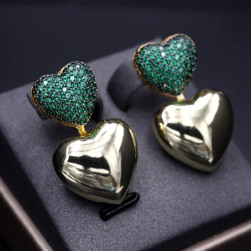 Chic Heart Shaped Zircon Adorned Stud Earrings