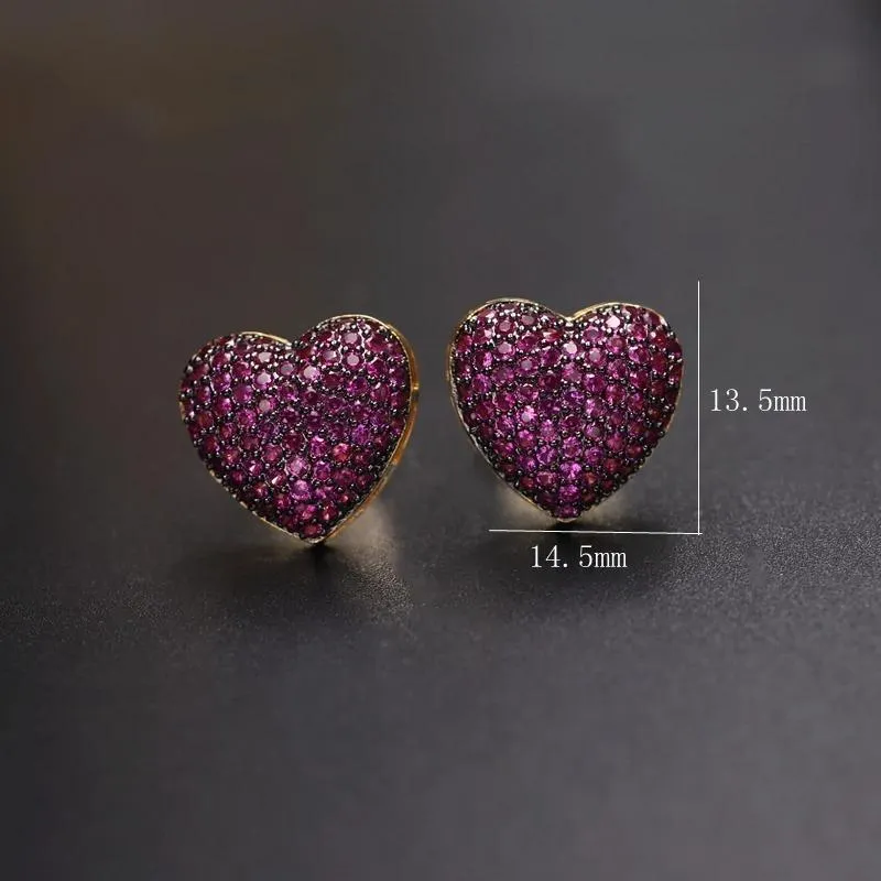 Chic Heart Shaped Zircon Adorned Stud Earrings