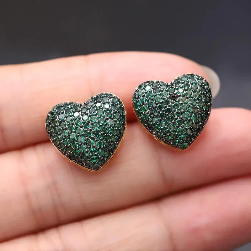 Chic Heart Shaped Zircon Adorned Stud Earrings