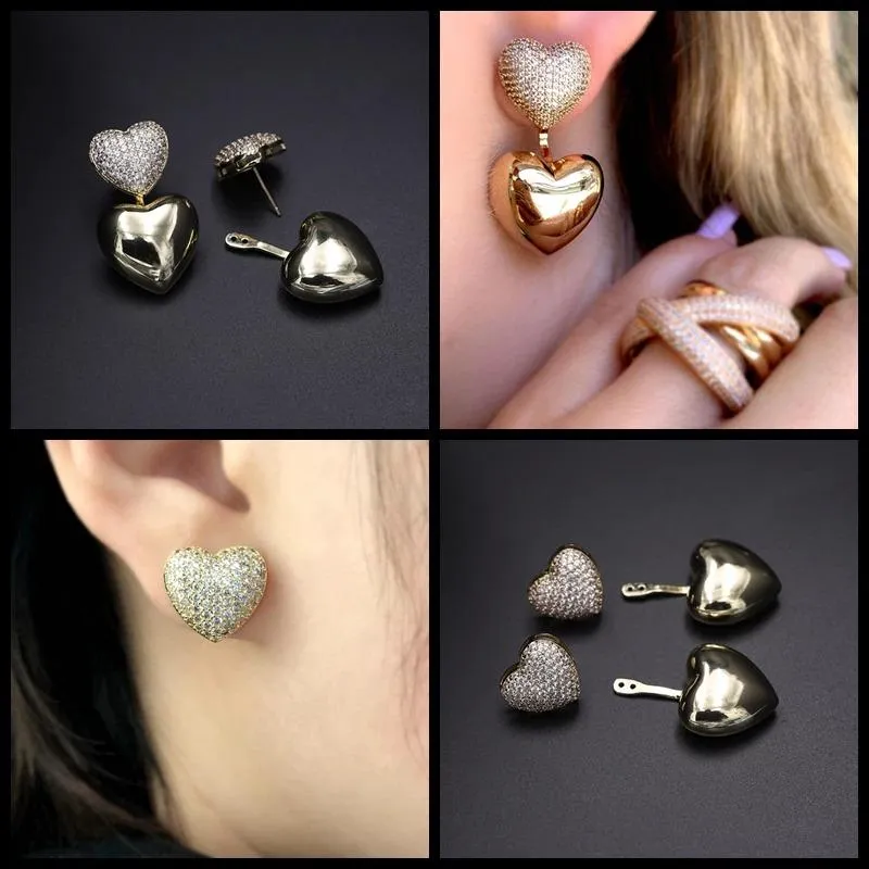 Chic Heart Shaped Zircon Adorned Stud Earrings