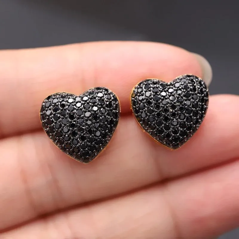 Chic Heart Shaped Zircon Adorned Stud Earrings