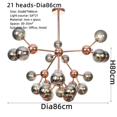 Chrome Plated LED Chandelier for Mansion - Rose Gold Suspension Lamp