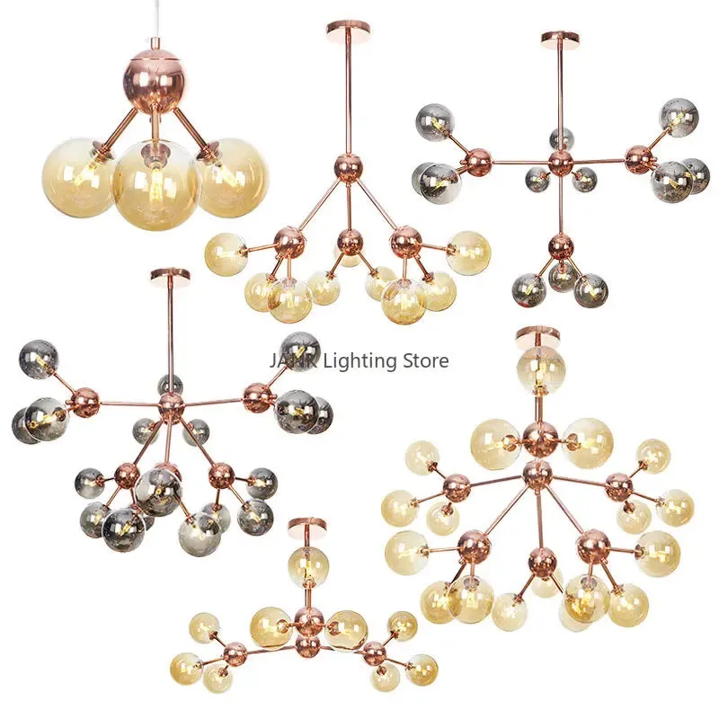 Chrome Plated LED Chandelier for Mansion - Rose Gold Suspension Lamp