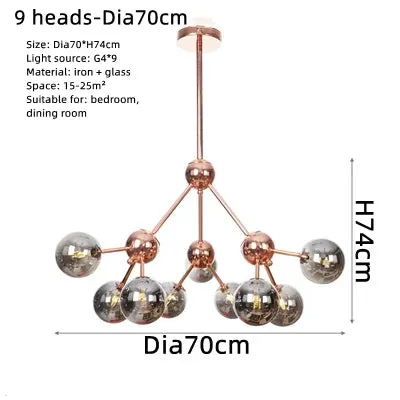 Chrome Plated LED Chandelier for Mansion - Rose Gold Suspension Lamp