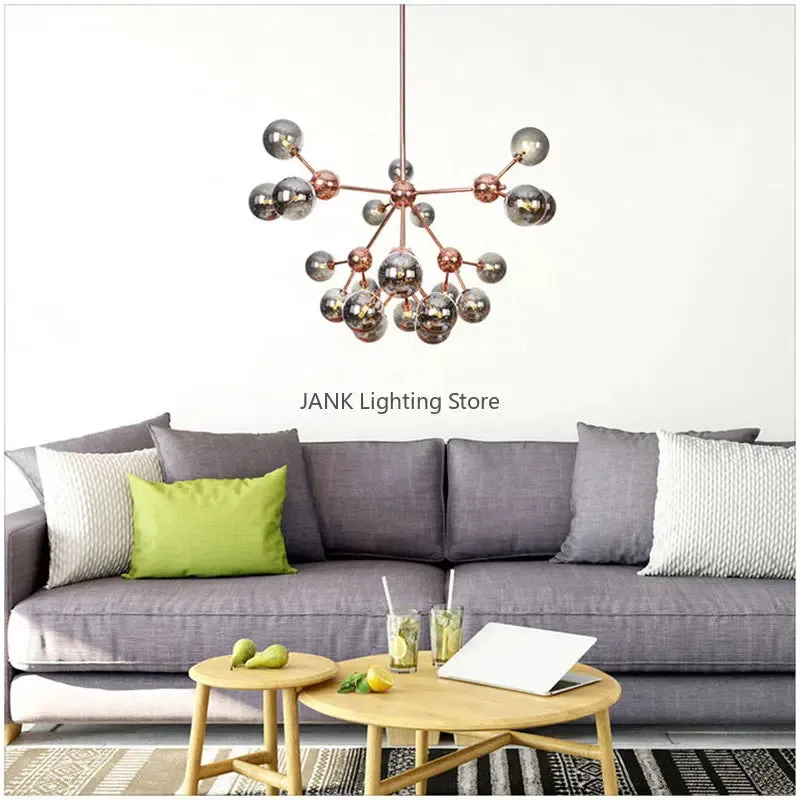 Chrome Plated LED Chandelier for Mansion - Rose Gold Suspension Lamp