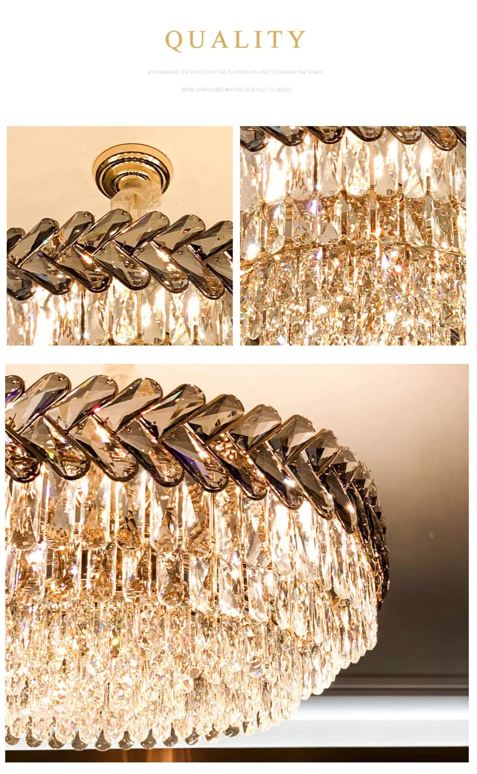 Clara - Round/Rectangle Crystal Chandelier