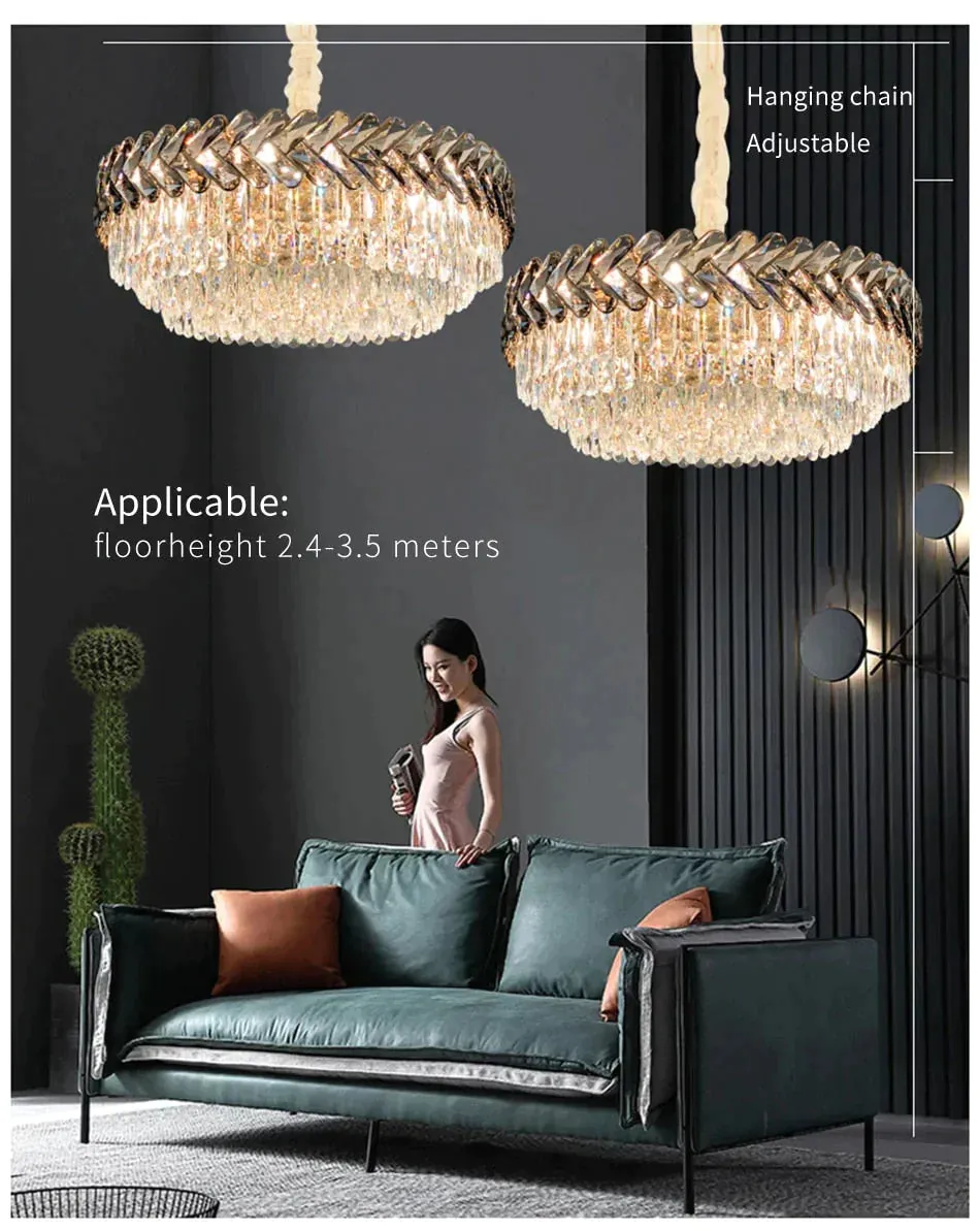 Clara - Round/Rectangle Crystal Chandelier