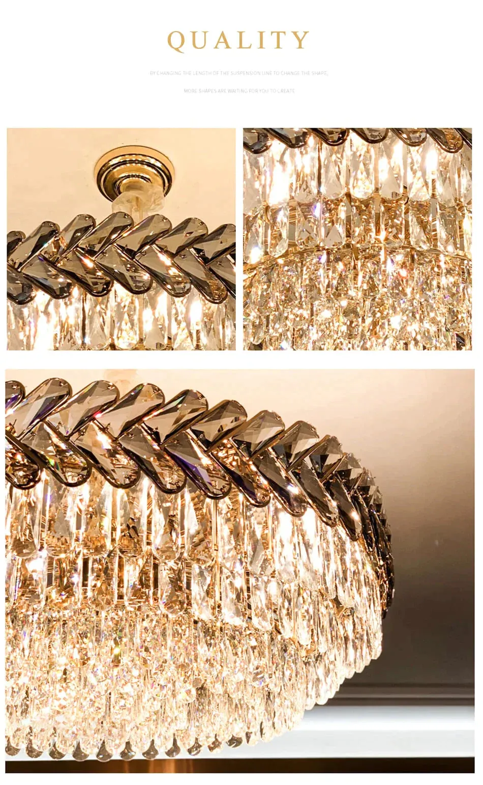 Clara - Round/Rectangle Crystal Chandelier