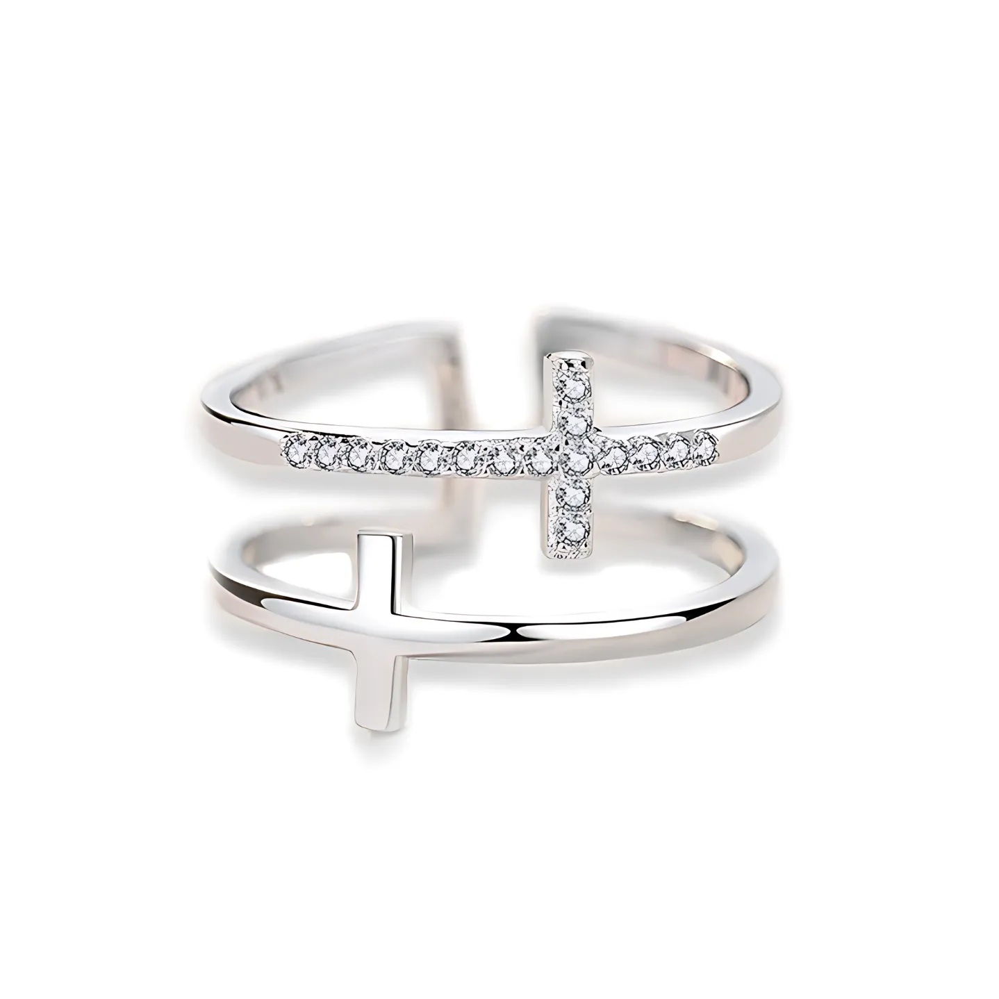 Dual Cross Zircon Ring