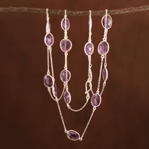 Duduma Majesty Amethyst Long Necklace with Sterling Silver