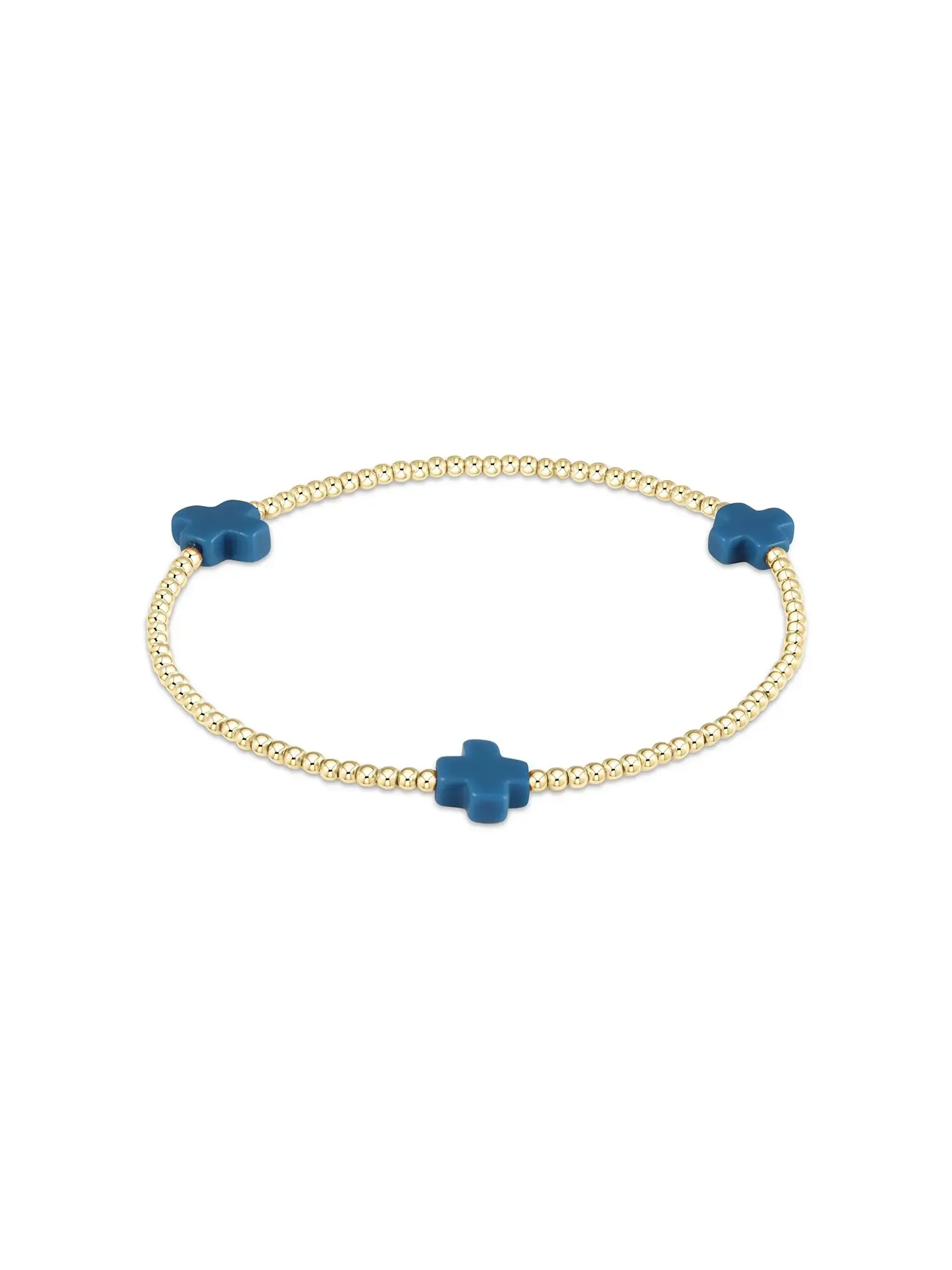 enewton Signature Cross Pattern Gold Bead Bracelet: 2mm