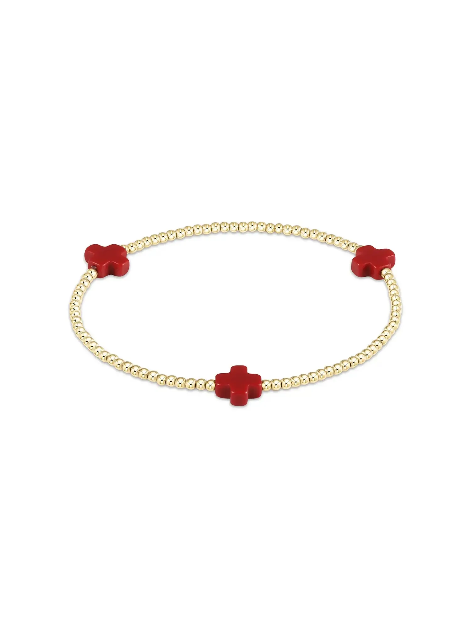 enewton Signature Cross Pattern Gold Bead Bracelet: 2mm