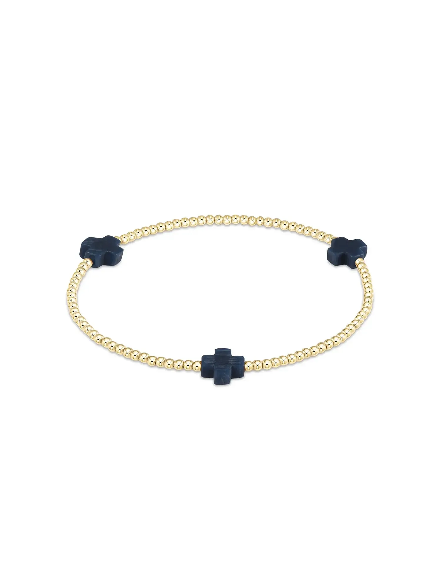 enewton Signature Cross Pattern Gold Bead Bracelet: 2mm