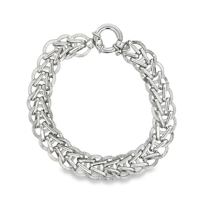 Estate 7.5” Fancy Link Bracelet in Sterling Silver