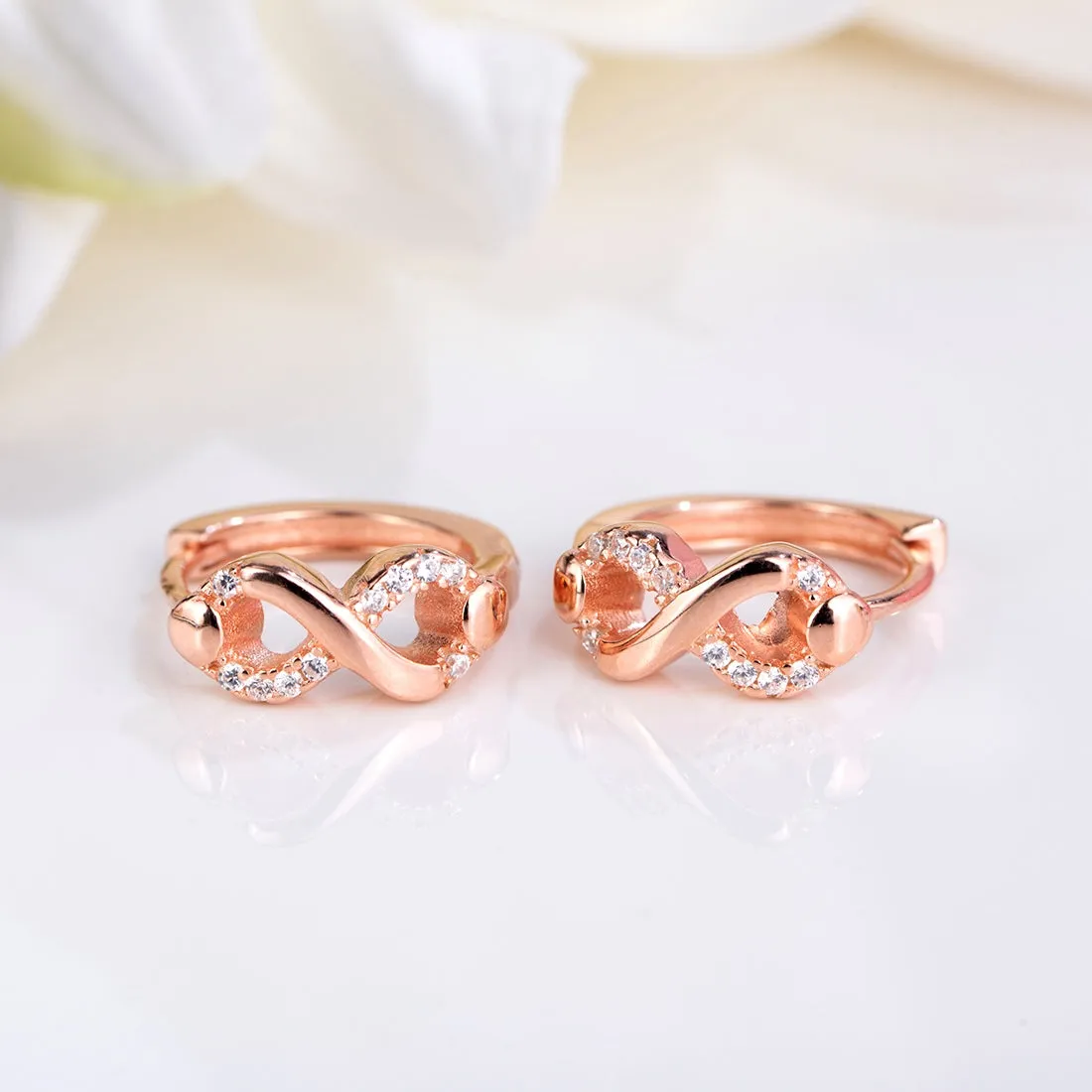 Eternal Love Rose Gold Plated 925 Sterling Silver Hoop Earrings