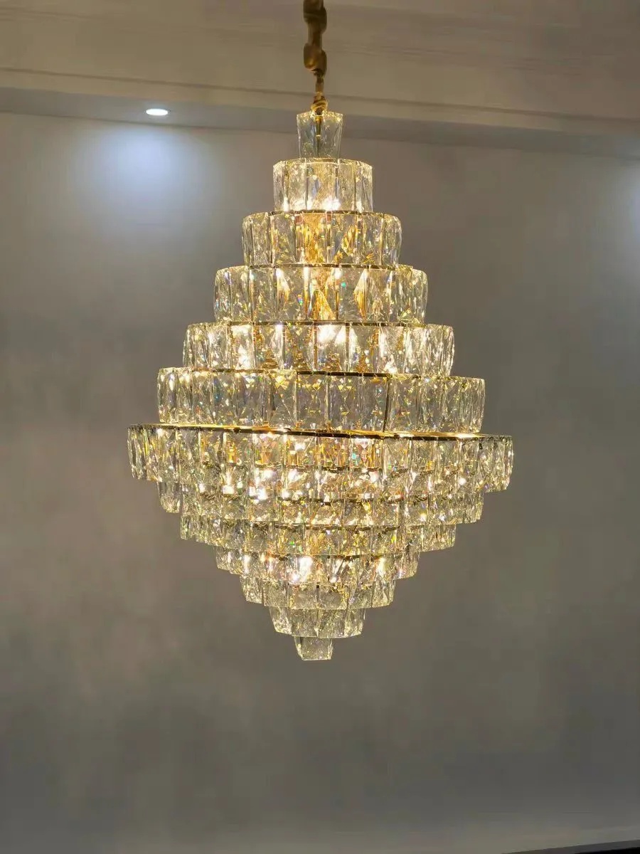 Extra Large Foyer Pure Crystal Ceiling Light Fixture Living Room Entrance Staircase Chandelier