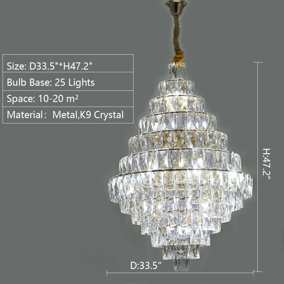 Extra Large Foyer Pure Crystal Ceiling Light Fixture Living Room Entrance Staircase Chandelier