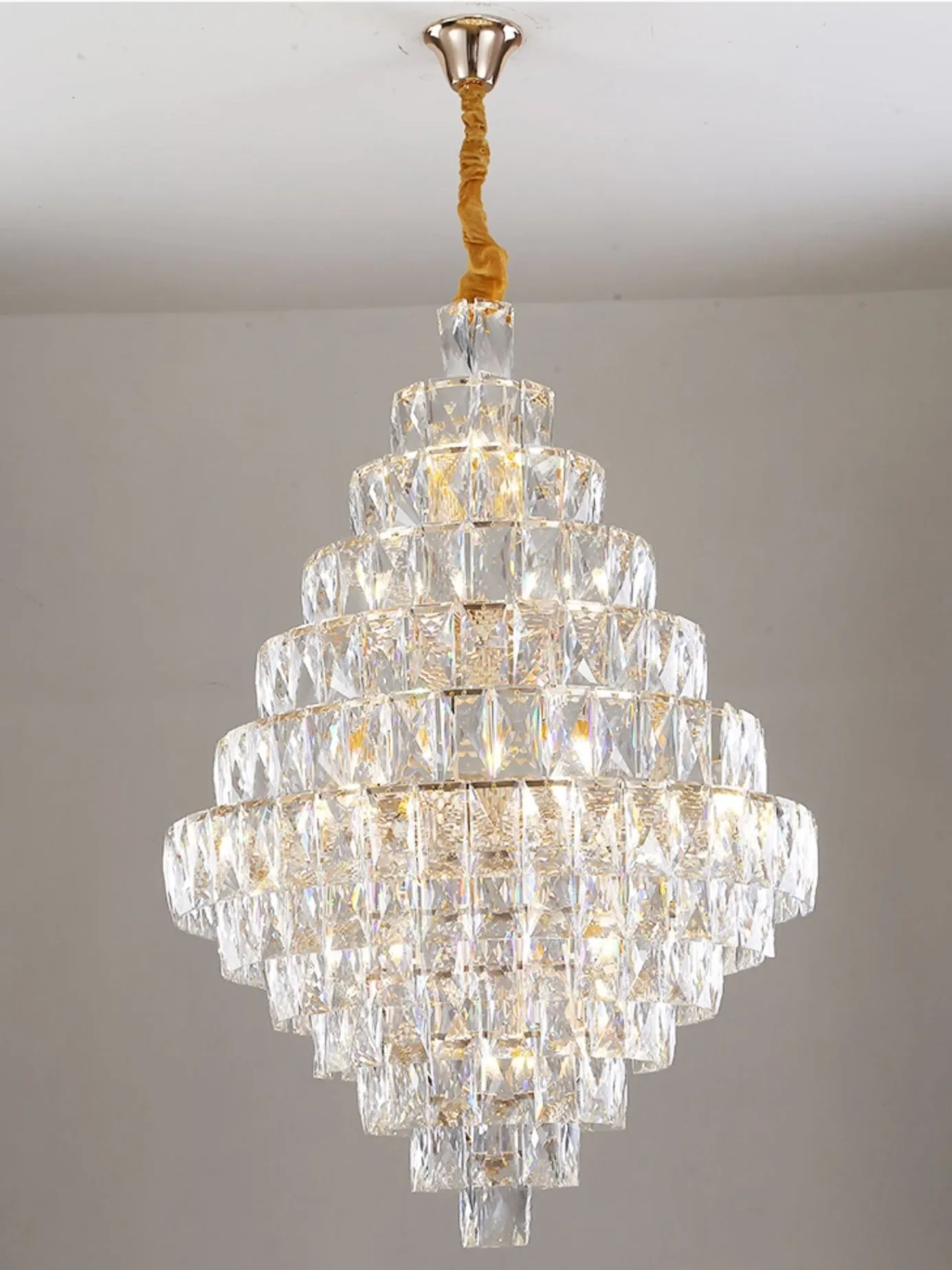 Extra Large Foyer Pure Crystal Ceiling Light Fixture Living Room Entrance Staircase Chandelier