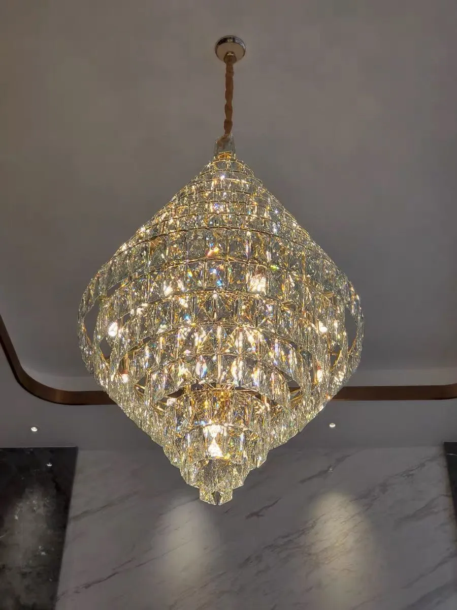 Extra Large Foyer Pure Crystal Ceiling Light Fixture Living Room Entrance Staircase Chandelier