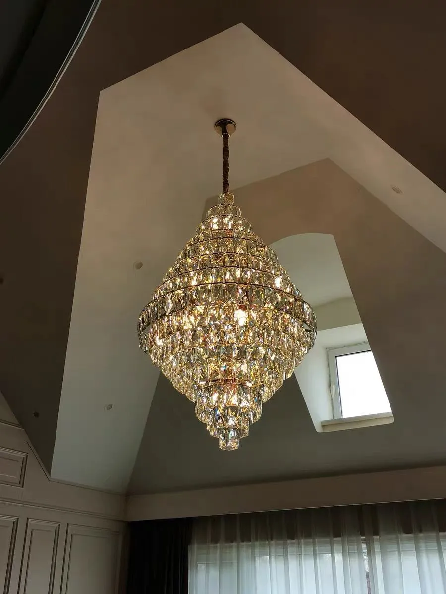 Extra Large Foyer Pure Crystal Ceiling Light Fixture Living Room Entrance Staircase Chandelier