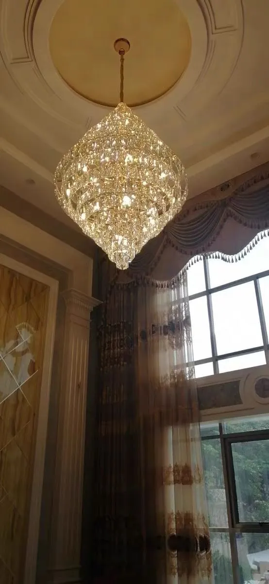 Extra Large Foyer Pure Crystal Ceiling Light Fixture Living Room Entrance Staircase Chandelier