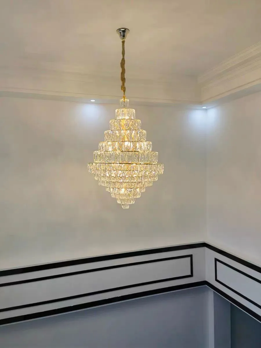 Extra Large Foyer Pure Crystal Ceiling Light Fixture Living Room Entrance Staircase Chandelier