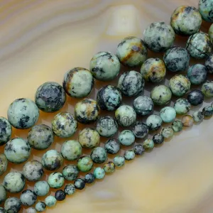 Faceted Natural African Turquoise Gemstone Round Loose Beads on a 15.5" Strand