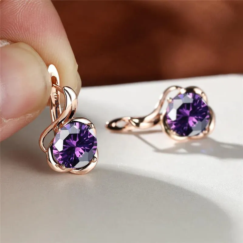 Flower Style Multi-color Zircon Fashion Stud Earrings