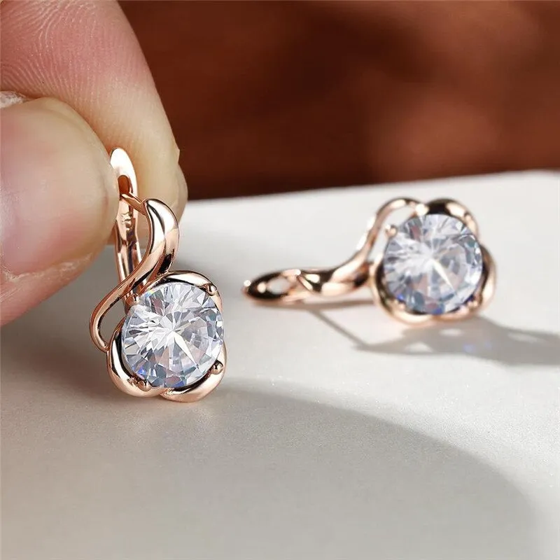 Flower Style Multi-color Zircon Fashion Stud Earrings