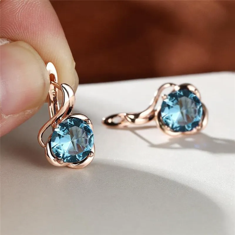 Flower Style Multi-color Zircon Fashion Stud Earrings