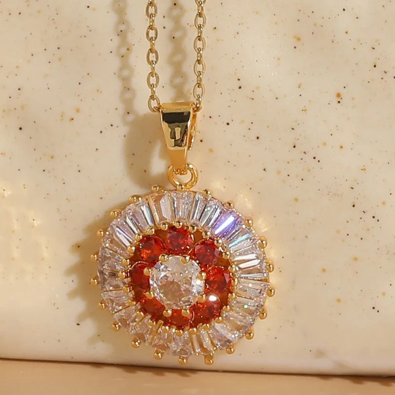 Flower Zircon Dignified Pendant Necklace