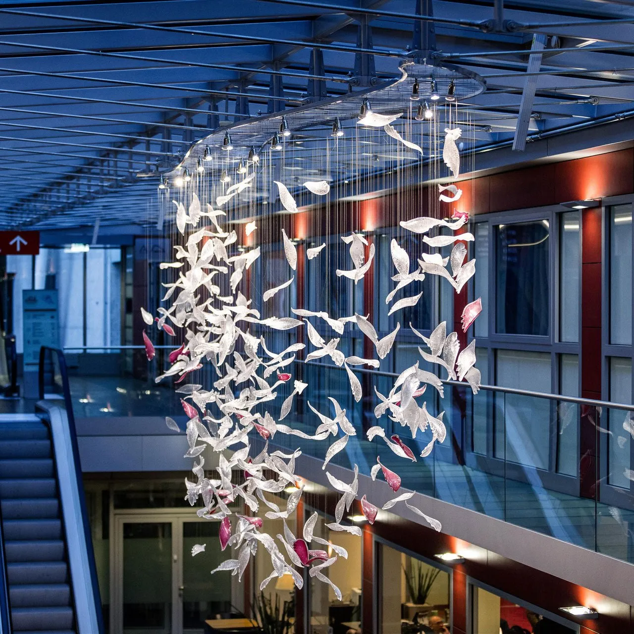 Flying Glass Feather Chandelier