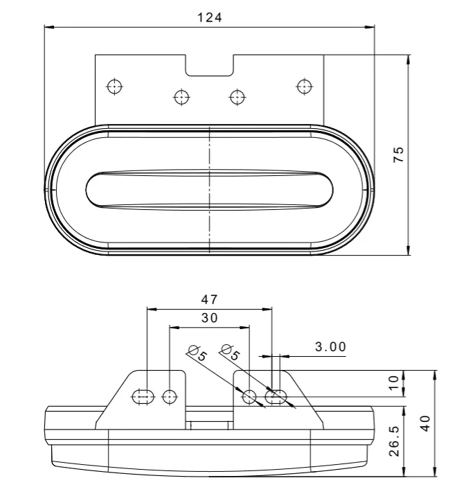 Fristom Amber Side Marker Light with LED Stripe