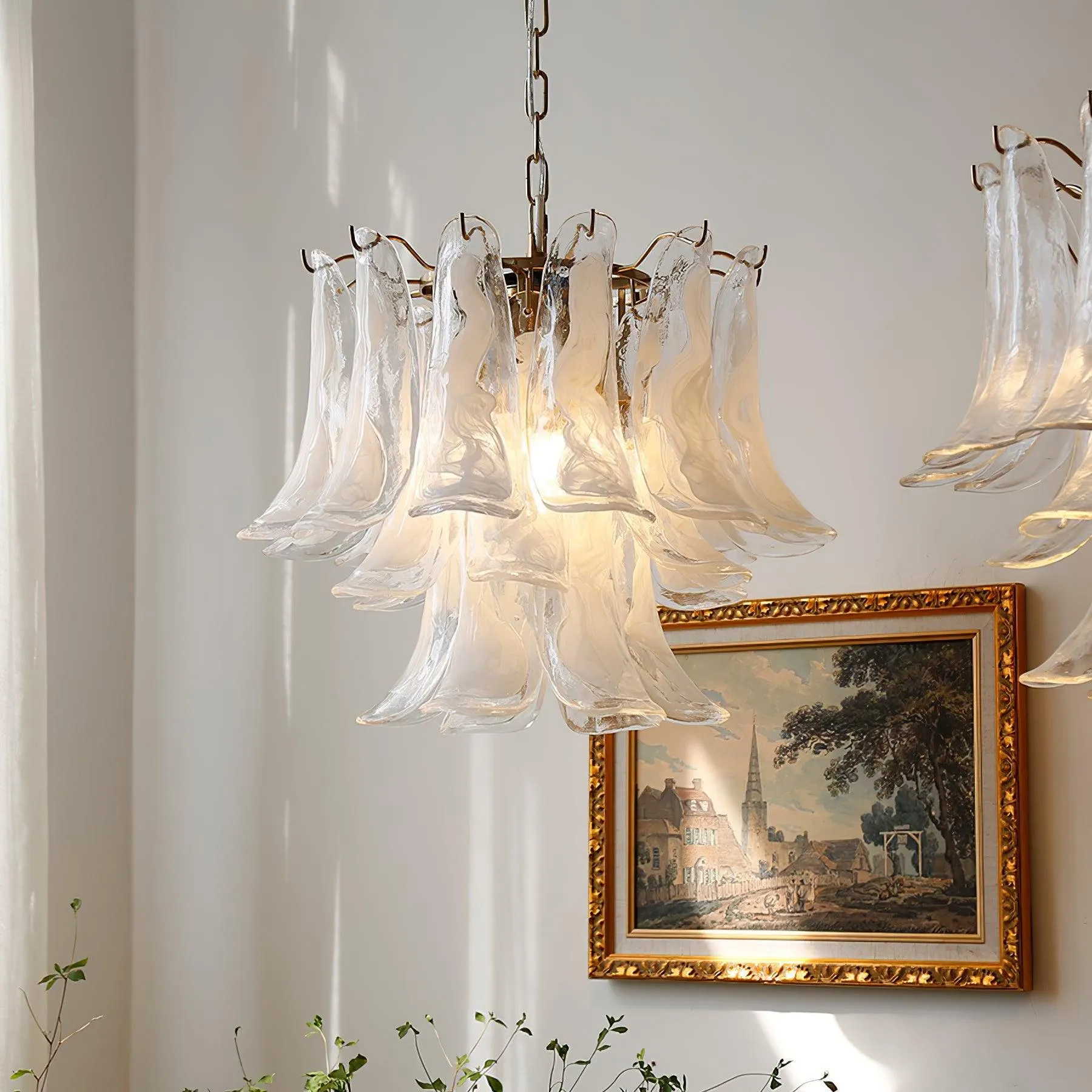 Glass Leaf Cascade Chandelier