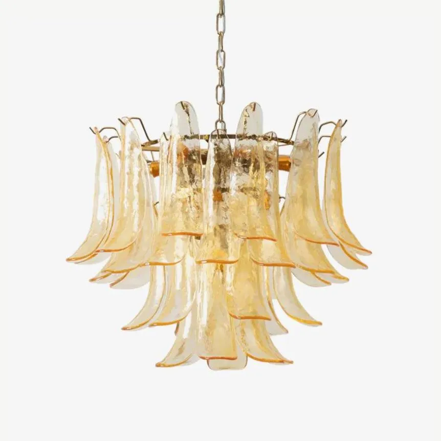 Glass Leaf Cascade Chandelier