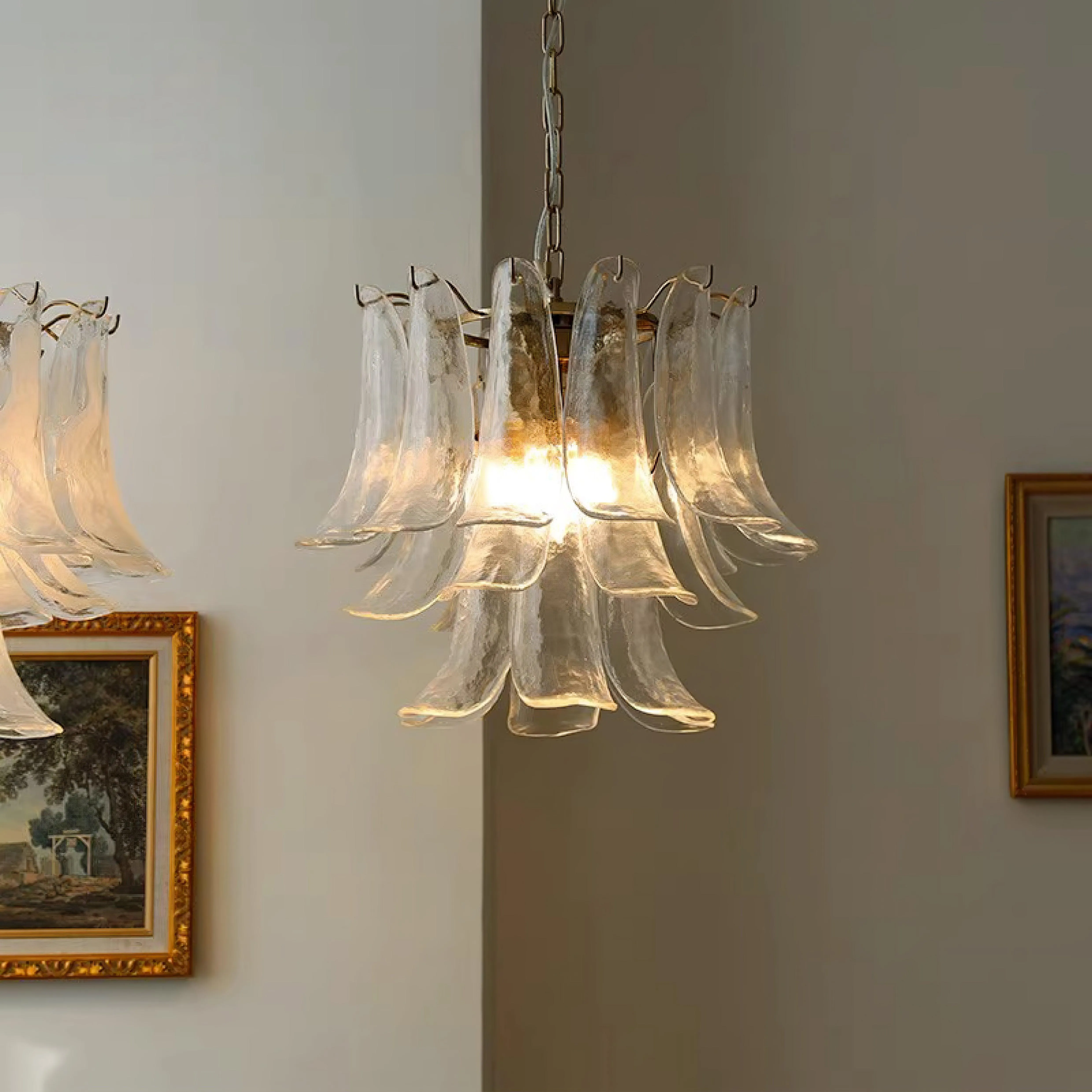 Glass Leaf Cascade Chandelier