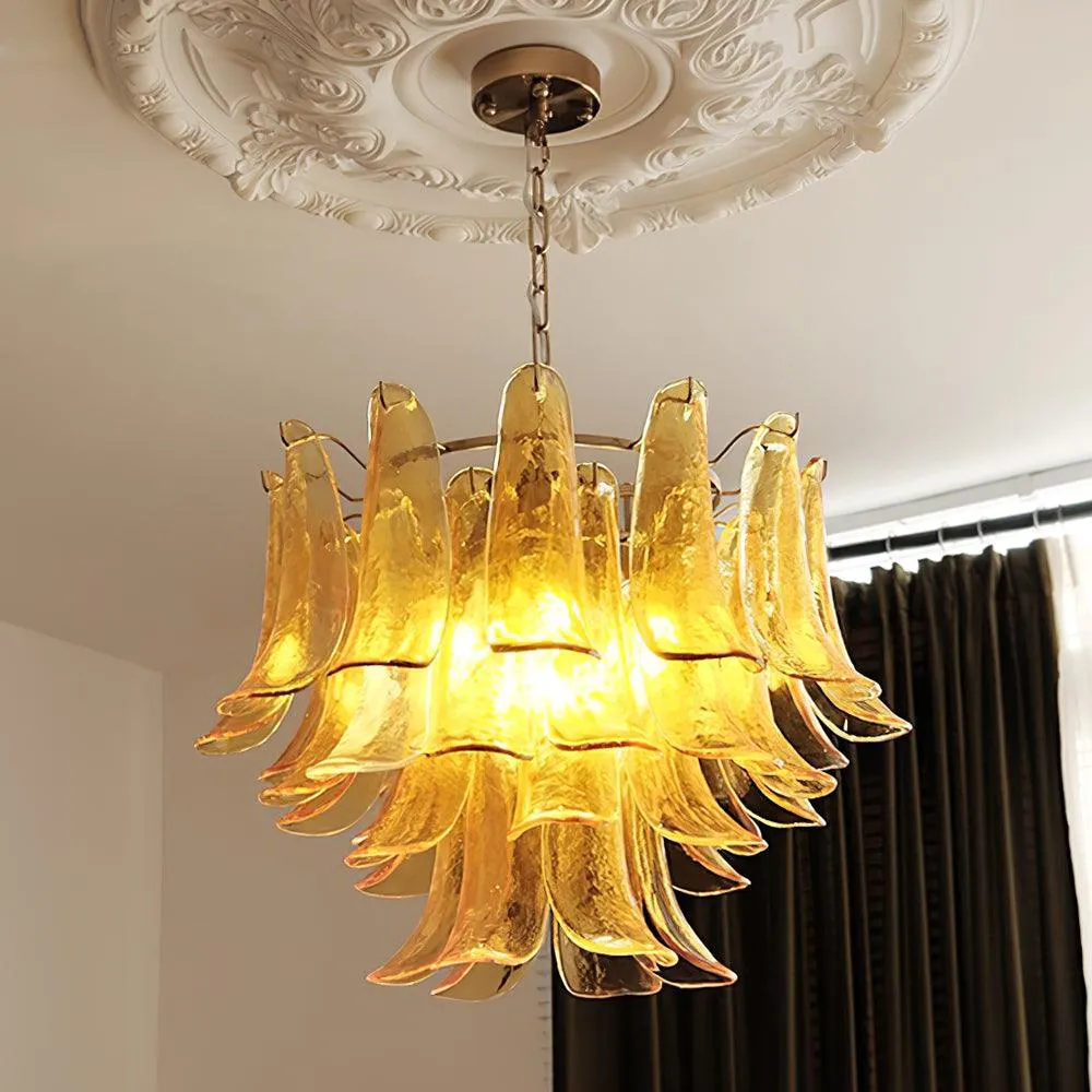 Glass Leaf Cascade Chandelier