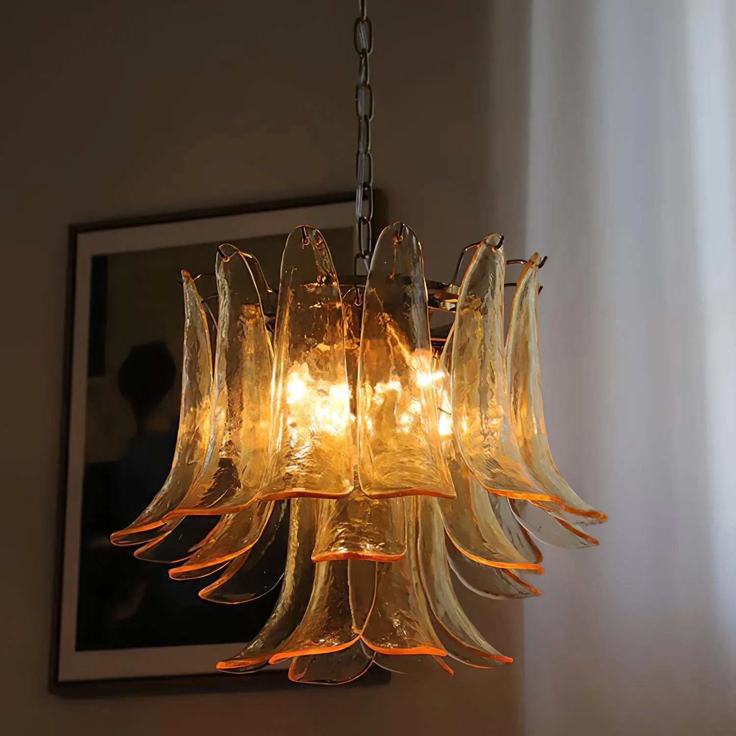 Glass Leaf Cascade Chandelier