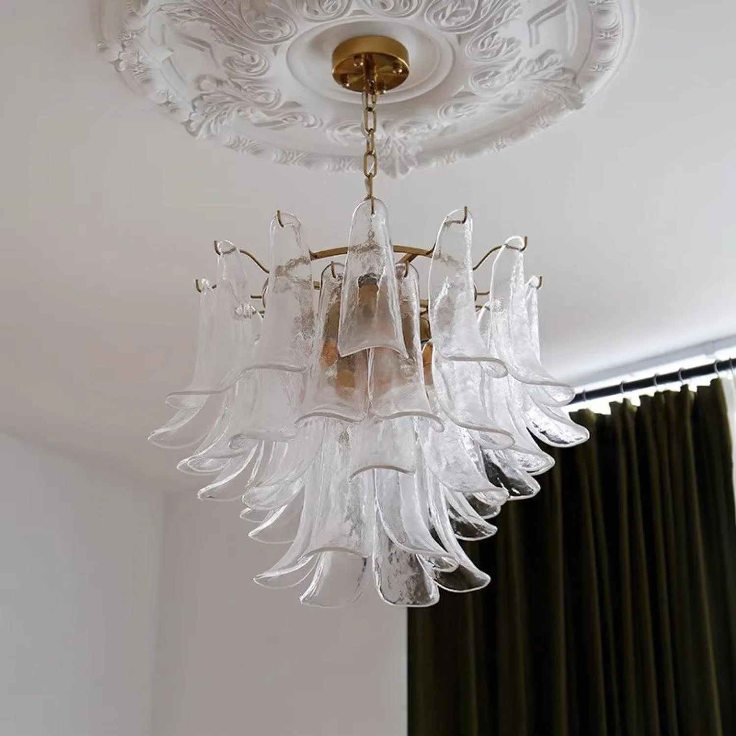 Glass Leaf Cascade Chandelier