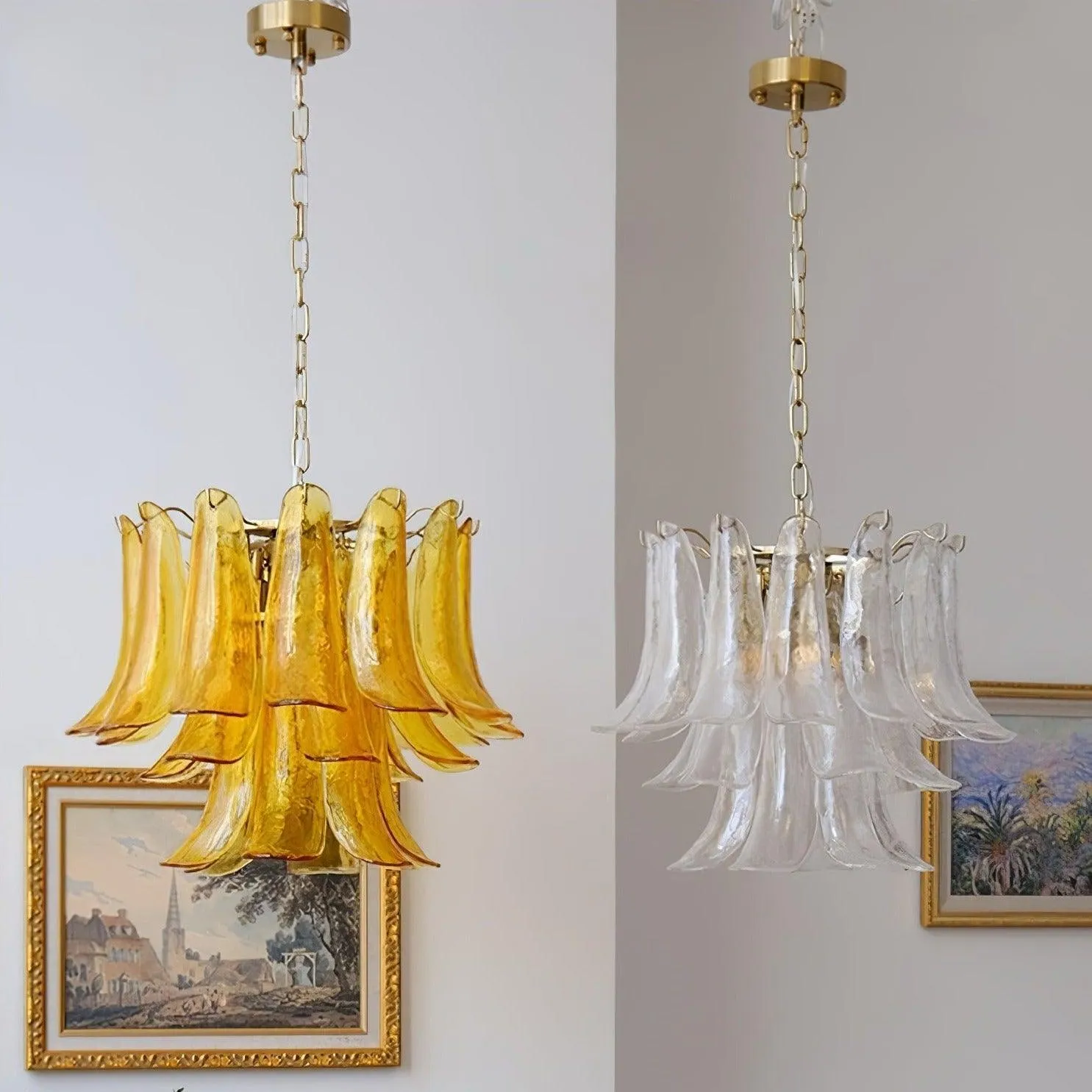 Glass Leaf Cascade Chandelier