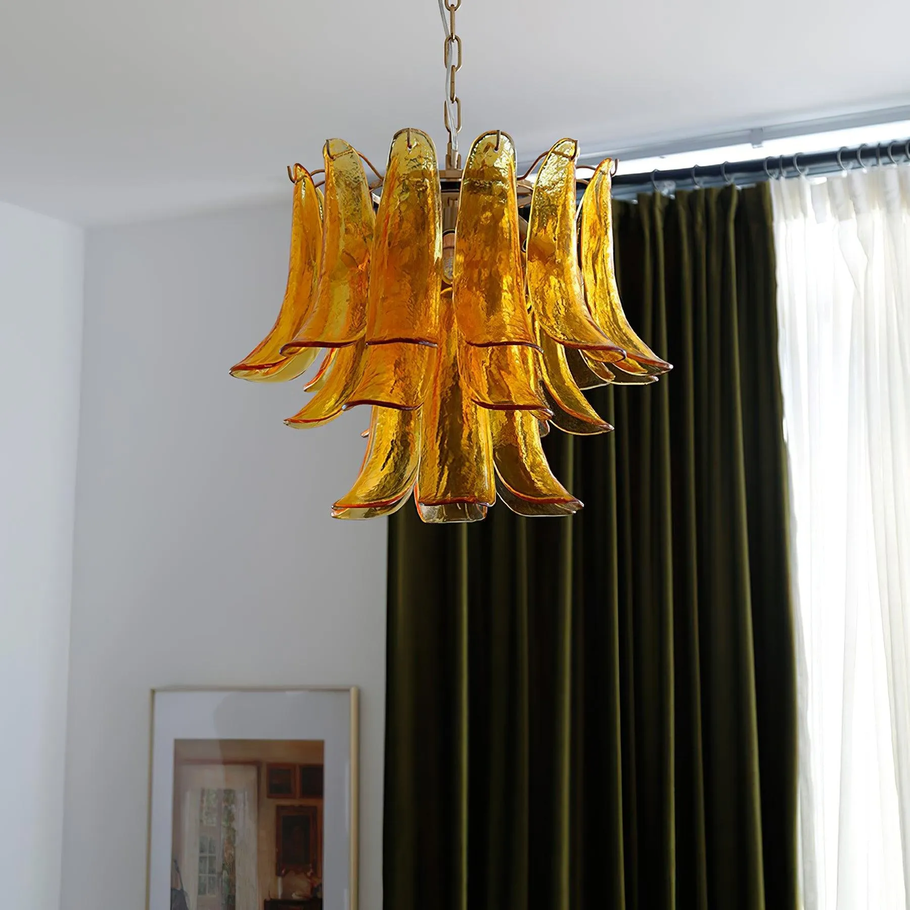 Glass Leaf Cascade Chandelier