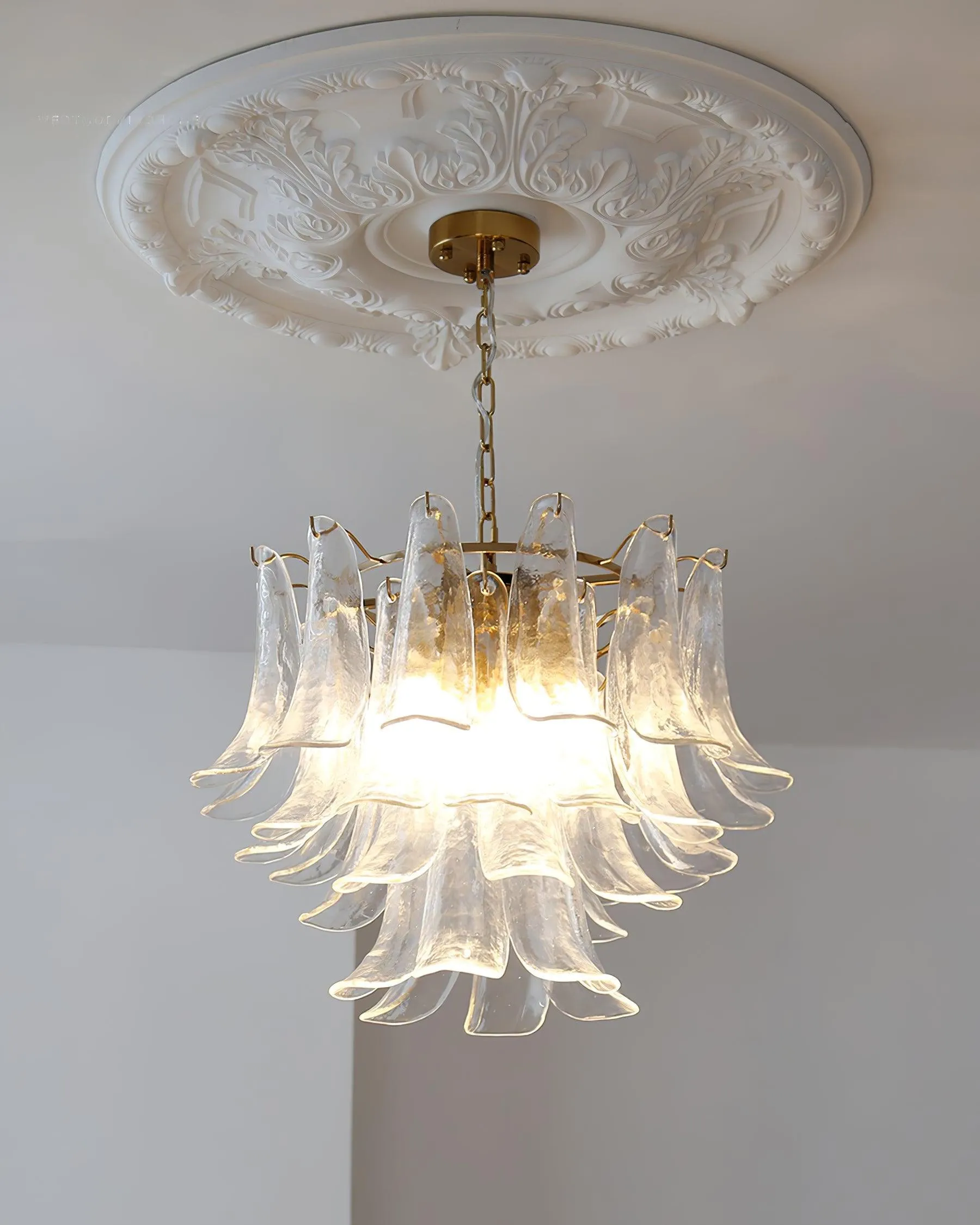 Glass Leaf Cascade Chandelier