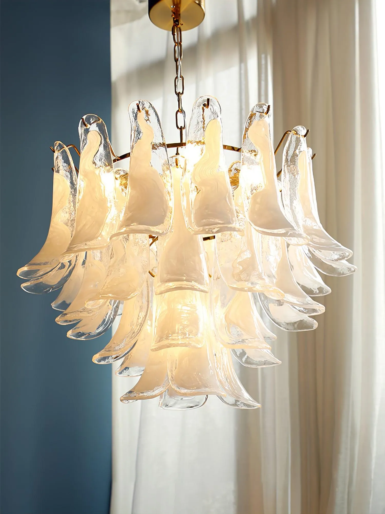 Glass Leaf Cascade Chandelier