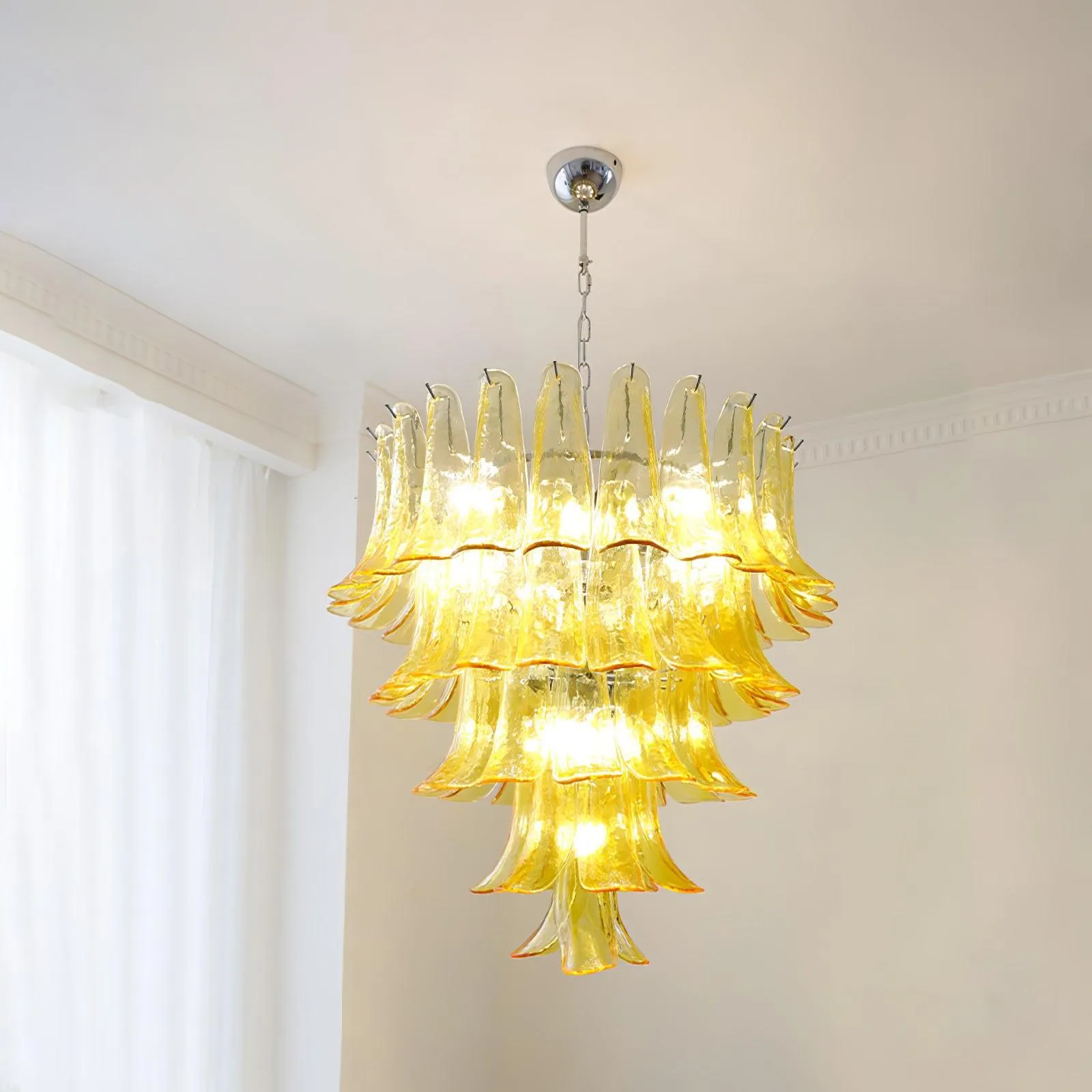 Glass Leaf Cascade Chandelier